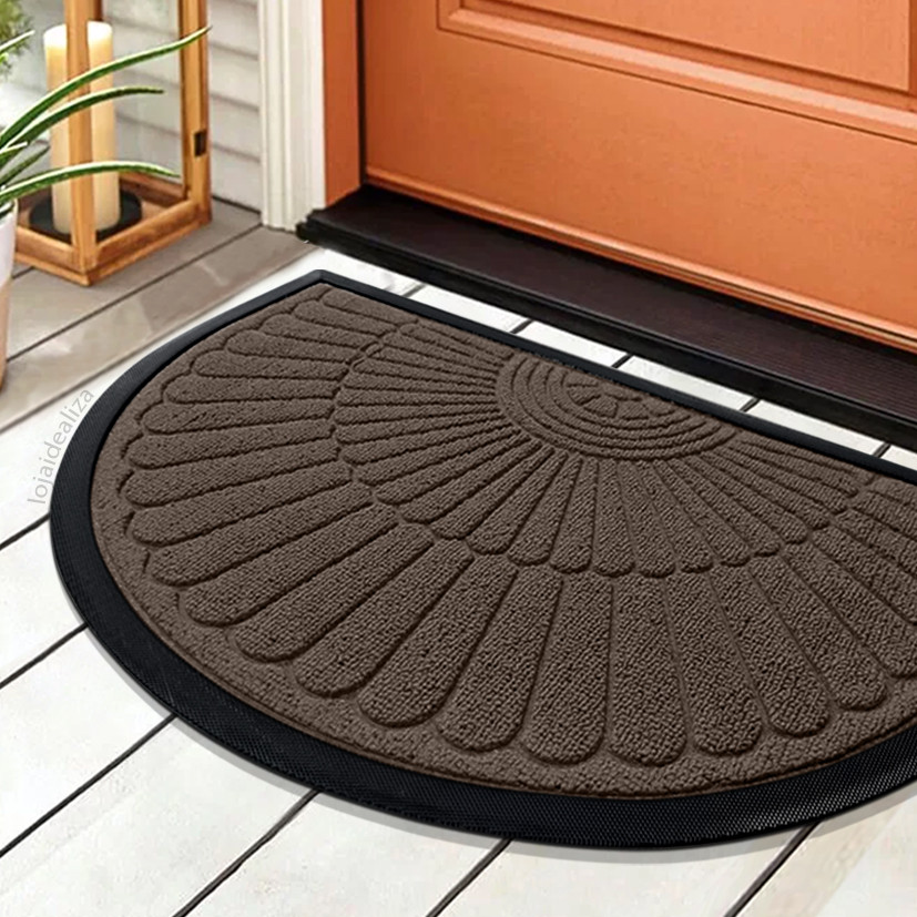 1 Tapete Porta Capacho Naska Meia Lua Antiderrapante 40X60mr