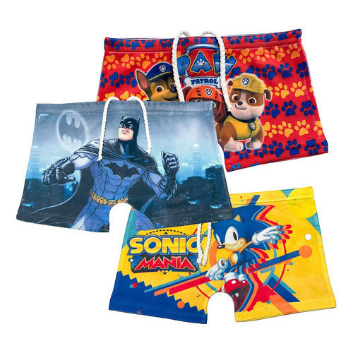 Kit 3 Sunga Infantil Box Boxer Estampada Personagens Variados Piscina Praia Menino em Oferta na Shopee