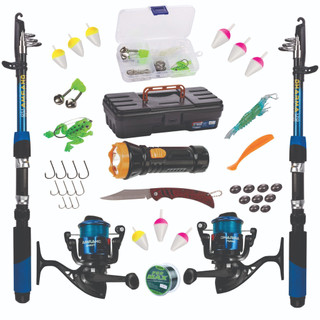 KIT BARATO 2 VARAS + 2 MOLINETES + LANTERNA + PROMOÇÃO
