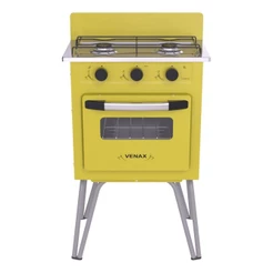Fogão Portátil 2 Bocas Venax Gemini Vetrô Gas Glp Amarelo