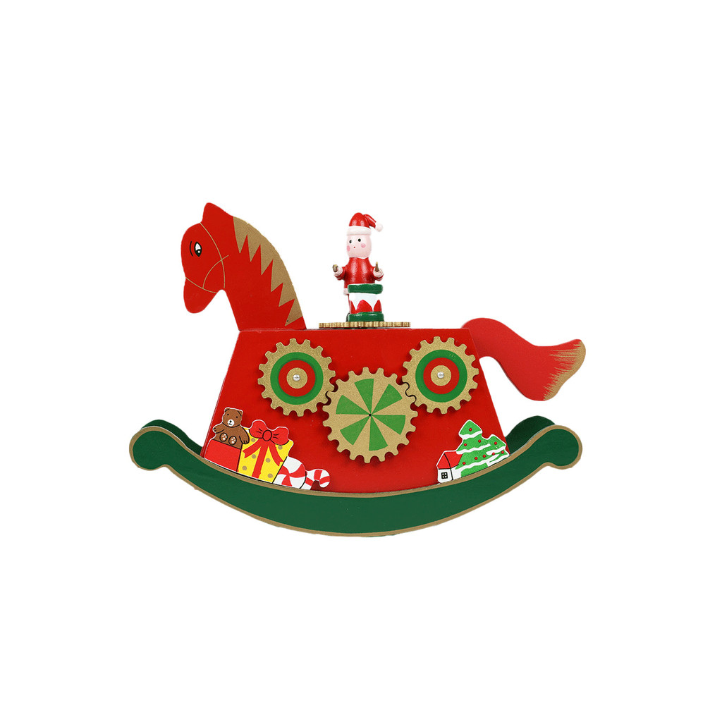 Caixa Musical em Madeira Cavalinho Carrossel a Corda 17cm