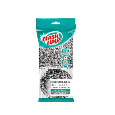 2 Esponjas Poliester Multiuso  Aço Limpeza Pesada Flash Limp