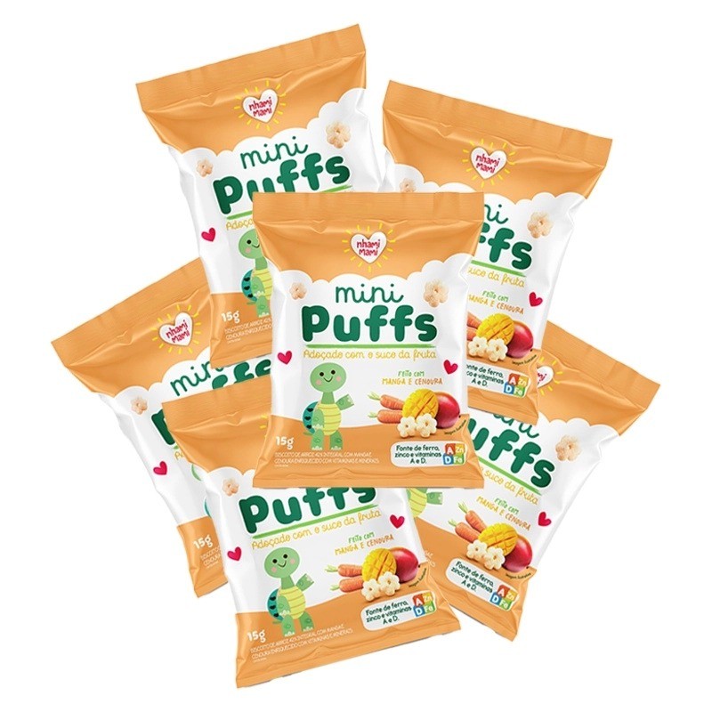 MINI PUFFS MANGA E CENOURA 6x15g - NHAMI MAMI