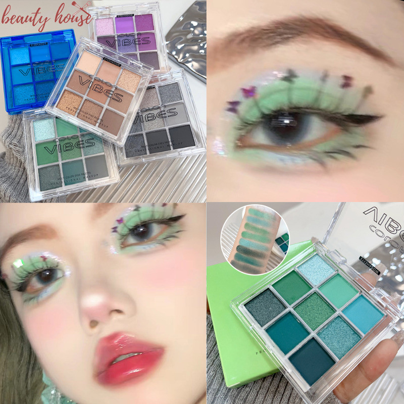 Paleta De Sombras De 9 Cores-Pó Perolado Fosco-À Prova D'água De Longa Duração-Abacate Verde-Cosméticos Para Maquiagem D