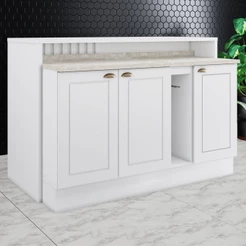 Bancada de Cozinha Kit Ilha Gourmet Americana 3 Portas Ripado