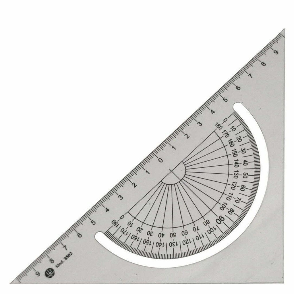 Esquadro Trident Pvc 45°/45°/90° C/ Transferidor 180° Para Desenho 3502