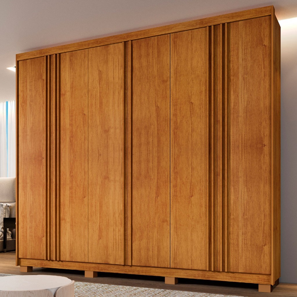 Guarda-Roupa Casal Singapura 6 Portas 4 Gavetas Ripado em Oferta na Shopee