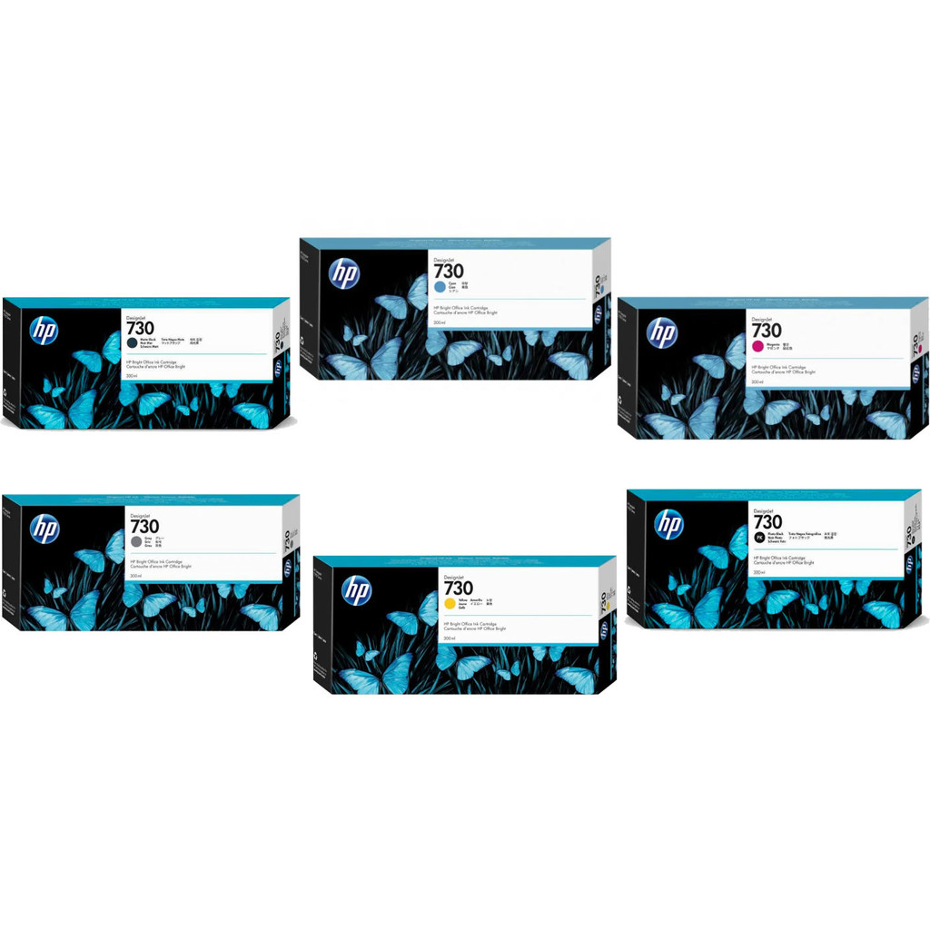 Kit 6 Cores Cartucho Hp 730 Ploter T1700 Nfe