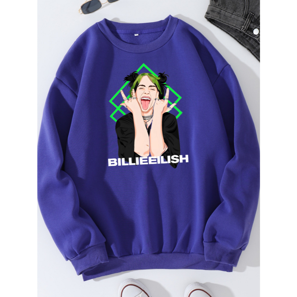Blusa Billie Eilish Streetwear Cantora Musica Animado Art Moletom Careca Desenho Casaco de Frio