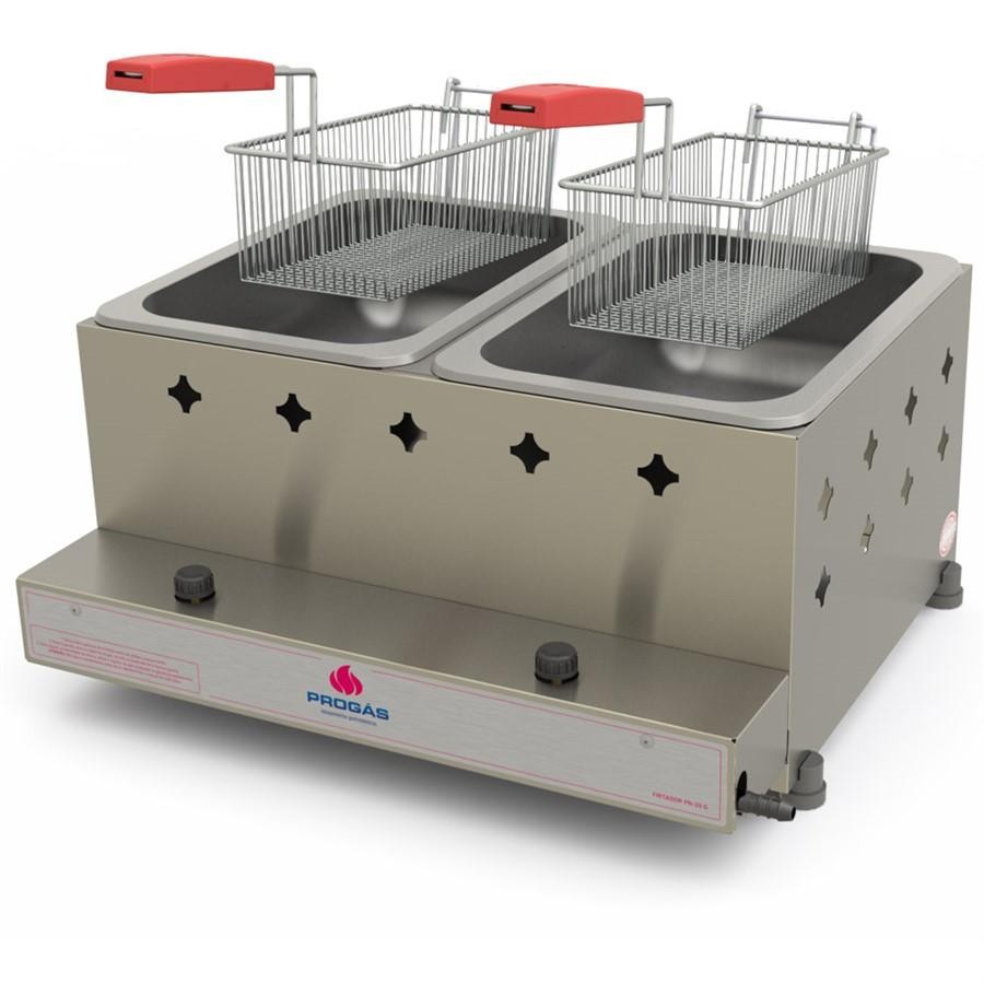 Fritador Tacho Fritura Retangular 2 Cestos Gás 10 Ls Óleo Pr-20g - Progás