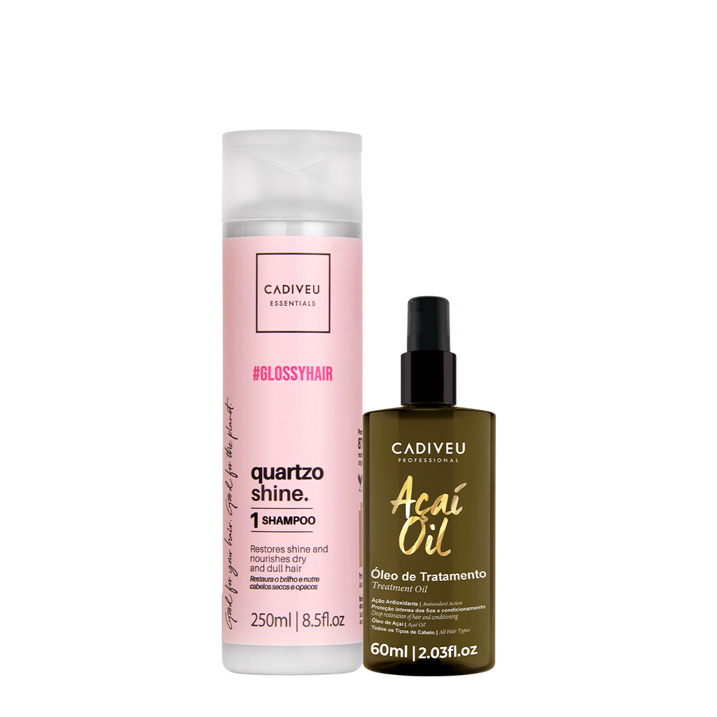 Kit Cadiveu Professional Essentials Quartzo Shine Shampoo e Açaí Oil 60 (2 produtos) em Oferta na Shopee