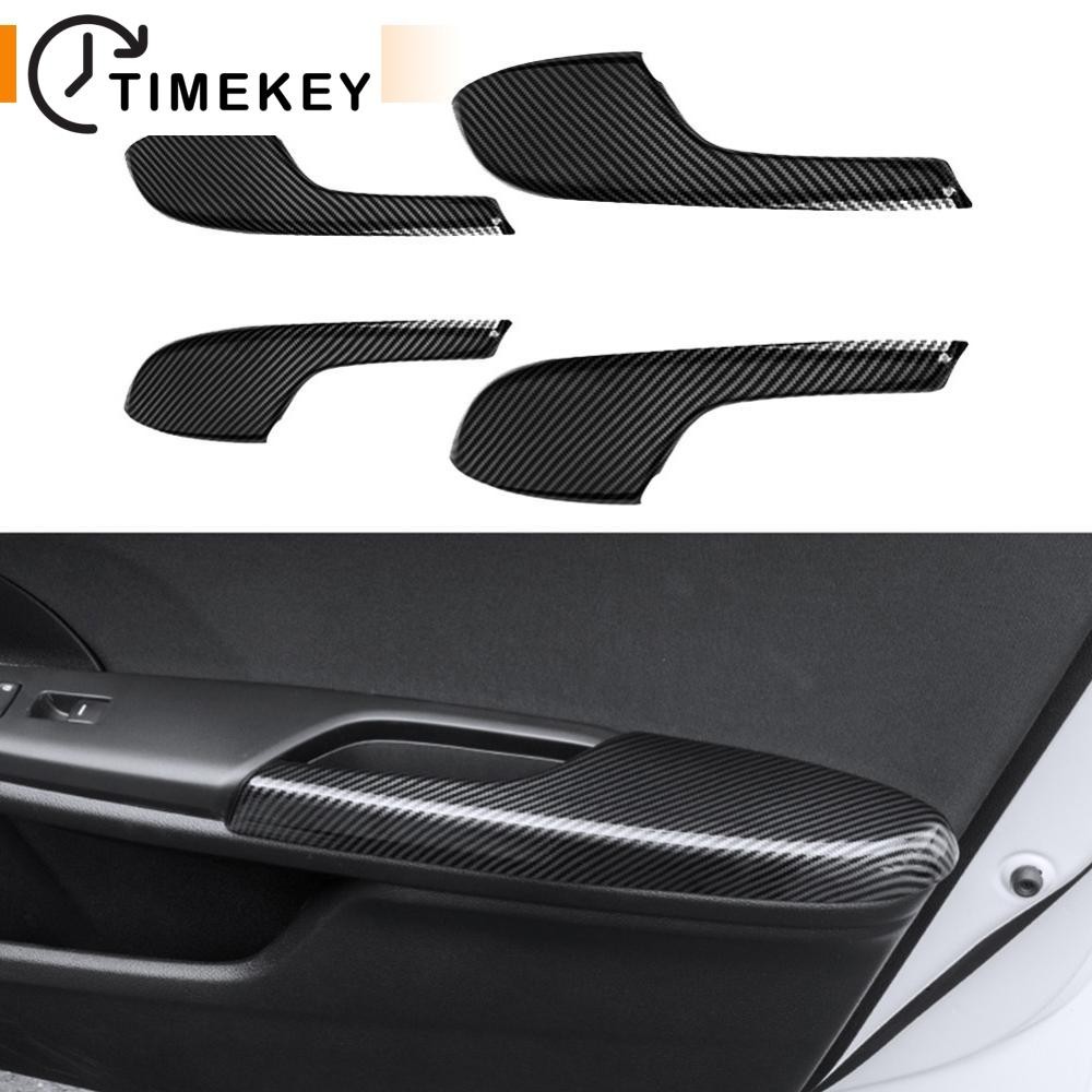 TKEY 4 Pçs/Set Fibra De Carbono Interior Porta Apoio De Braço Painel Guarnição Capa Para Honda Civic 2016-2021 I8P7