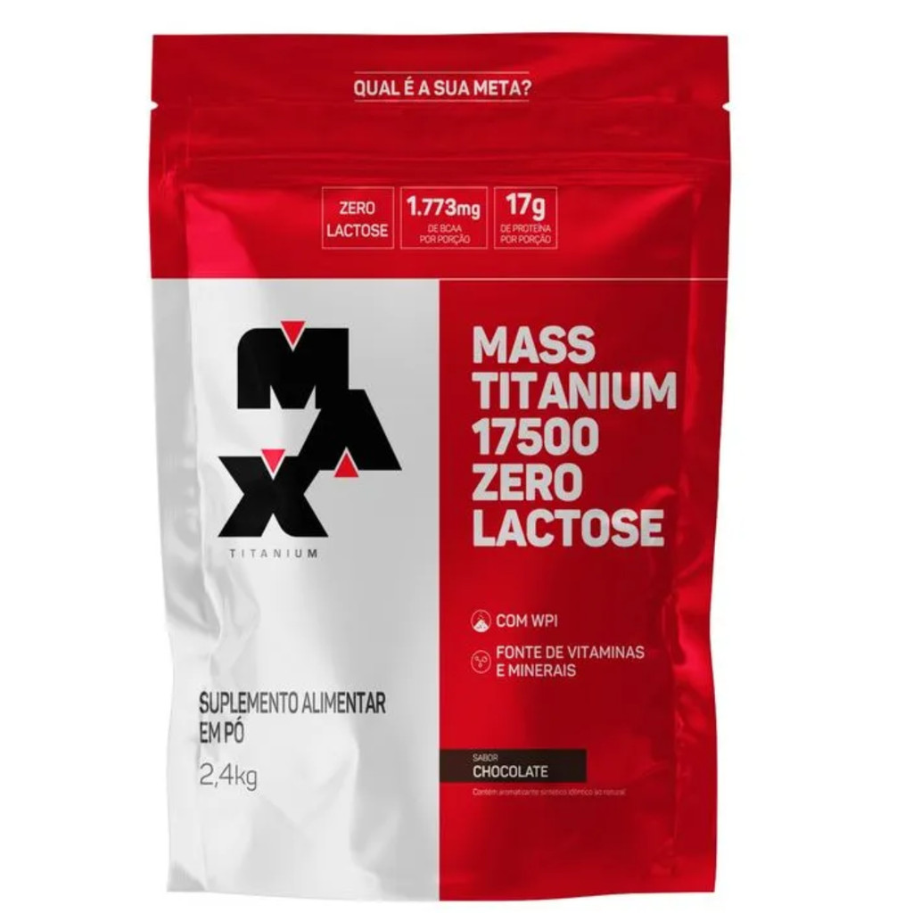 Hipercalórico Max Titanium Zero Lactose Mass Titanium 17500 2,4kg com Whey