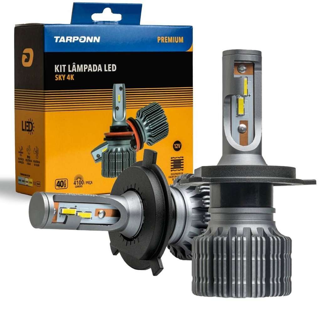 Kit Lâmpada Led Sky H4 40w 8200lm 4k Branco Neutro Tarponn em Oferta na Shopee