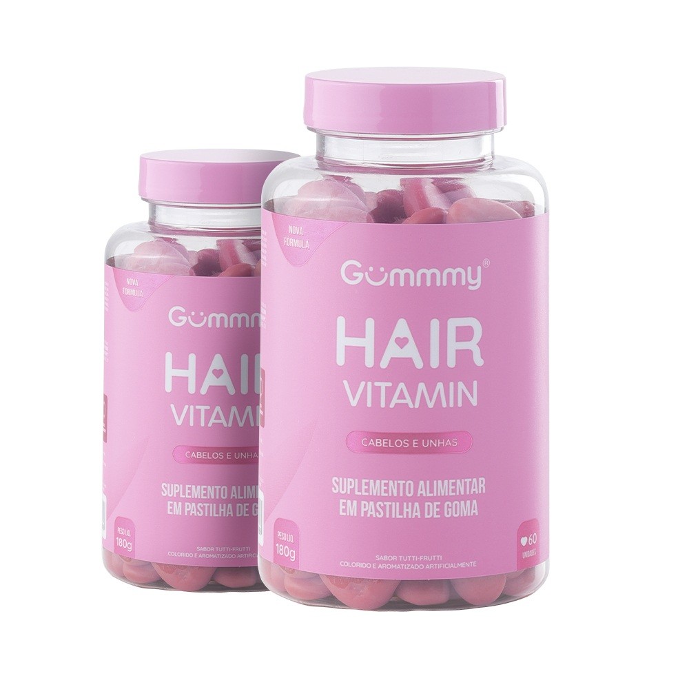 Kit 2 Suplemento Hair Vitamin Sabor Tutti-Frutti 60un Gummy