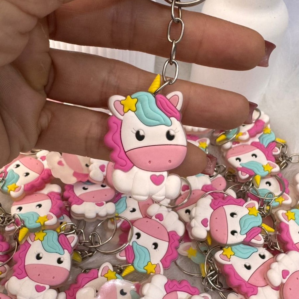 Chaveiro Unicórnio Emborrachado 10/50 Unidades Festas Temáticas Lembrancinha
