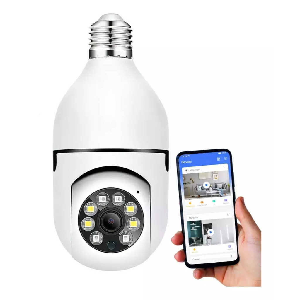 Câmera de Segurança IP 360° Lâmpada Wi-Fi | Visão Noturna | Áudio HD | Monitoramento Inteligente Grupo And