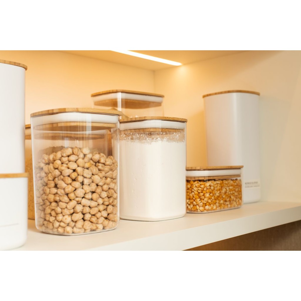 Detalhes do Pote Hermético Tampa de Bambu 450ml Litro Armazena Alimentos Ou