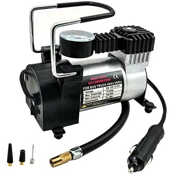 Compressor Veicular De Ar Portátil 12V Com Manômetro Encher Pneu Bike Carro Onibus 3 Bicos P Inflar em Oferta na Shopee