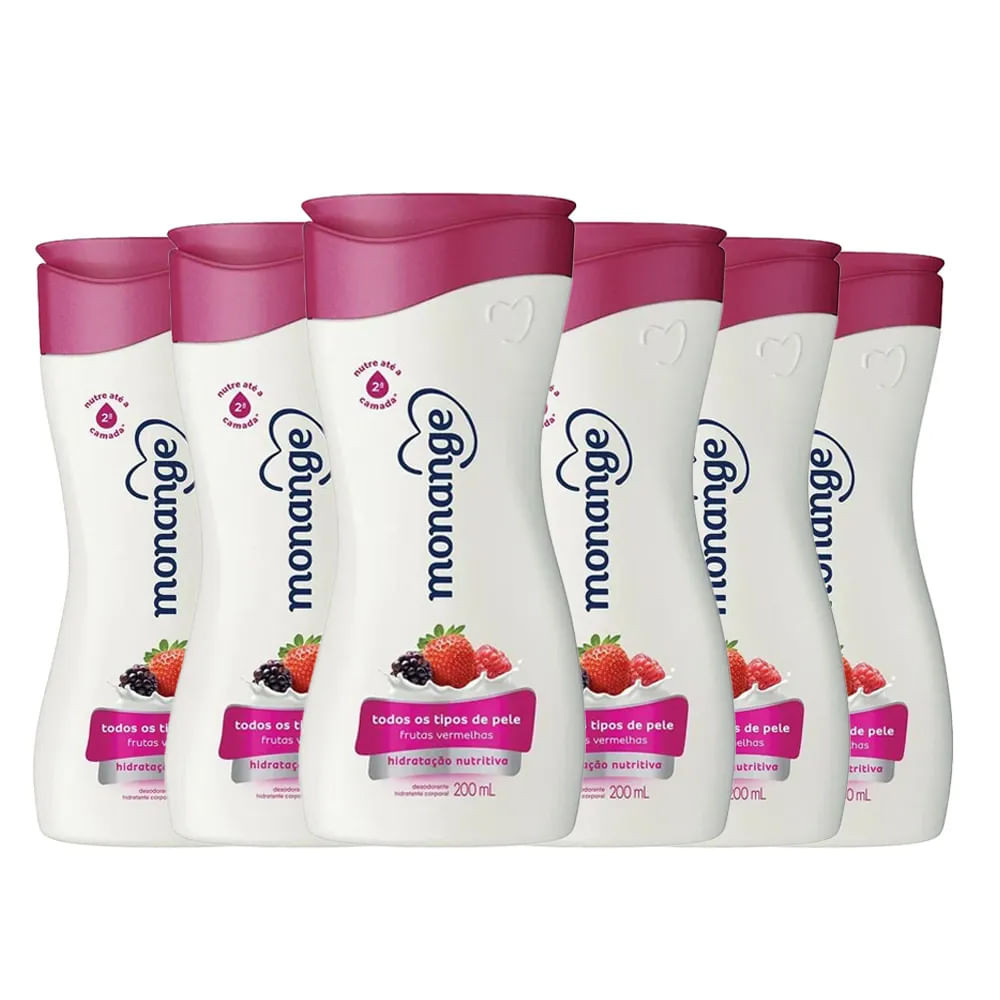 kit Creme Hidratante Corporal Monange Frutas Vermelhas 200ml  - 6 Unidades - Beauty