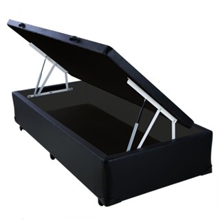 Cama Box Baú Blindado Solteiro Homequeen Sintético Preto 41x88x188 em Oferta na Shopee