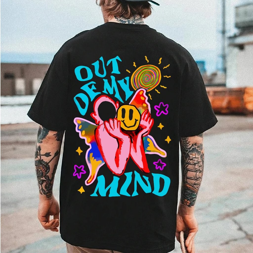Camisa Camiseta Camiseta Masculina Básica Streetwear Algodão Adulto Plus Size Infantil Out My Mind over Color T-shirt Al