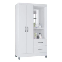 Guarda Roupa Solteiro Cordoba 2 Portas Branco Brilho - Poquema