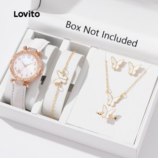 Lovito Relógio de Quartzo Casual  Conjunto de 3 Peças  Mostrador de Metal  Relógio de Quartzo Borboleta LFA86220 em Oferta na Shopee