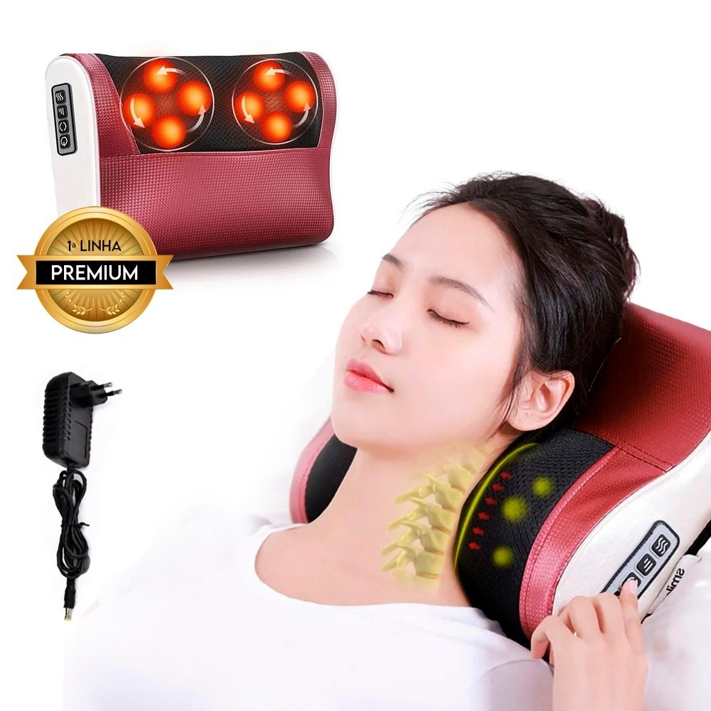 Almofada Encosto Massageador de Pescoço Lombar Pescoço Movimento Shiatsu Infravermelho