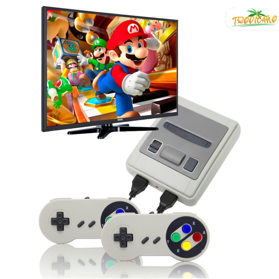 Super Nintendo Mini SNES Classic Videogame com 2 unidades de controle, 8 unidades e 620 jogos originais
