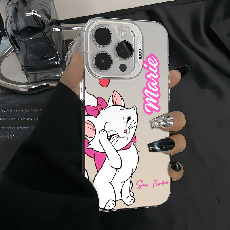 Capinha personalizada divertida Disney gata marie para iPhone 16 15 13 12 11 pro xs max xr 14 16 plus capa anti impacto