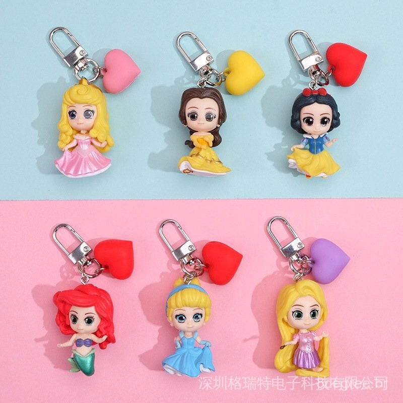 Disney princesa Anime personagem cinderela Ariel neve branca Rapunzel Aurora Belle chaveiro brinquedo de aniversário das