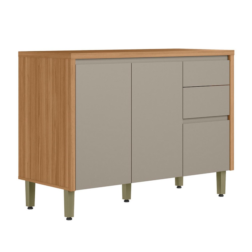 Balcão 2 Portas 120cm 3 Gavetas Allure Linea Brasil em Oferta na Shopee