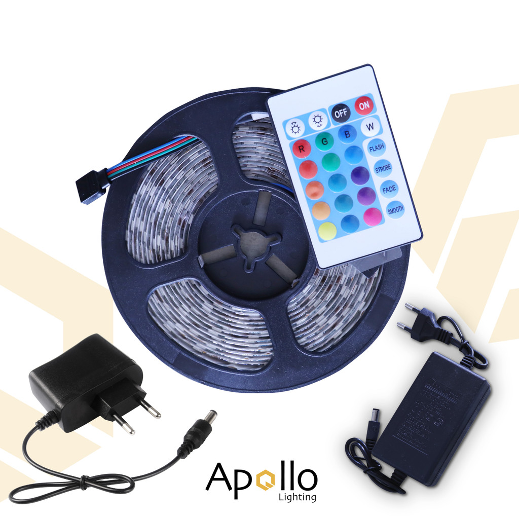 Kit Fita LED 2835/5050 RGB 5M/10M/15M Com Controle e Fonte 12V 270 LEDS 16 CORES IP44 em Oferta na Shopee