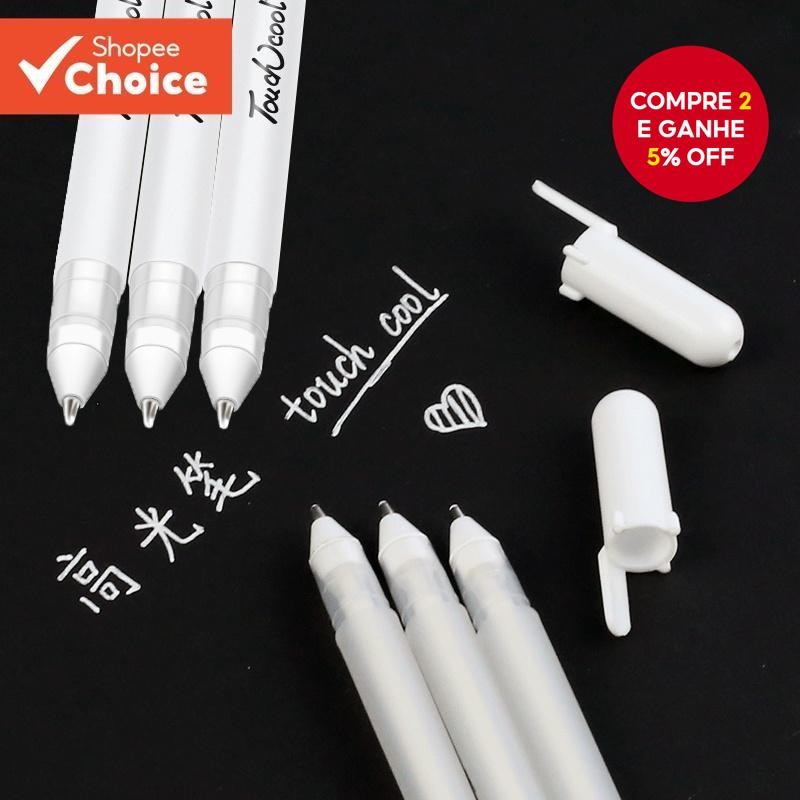 5pcs Canetas De Destaque Brancas 0.8mm , Criativas De Desenho E Marcação Para Arte , Escol...