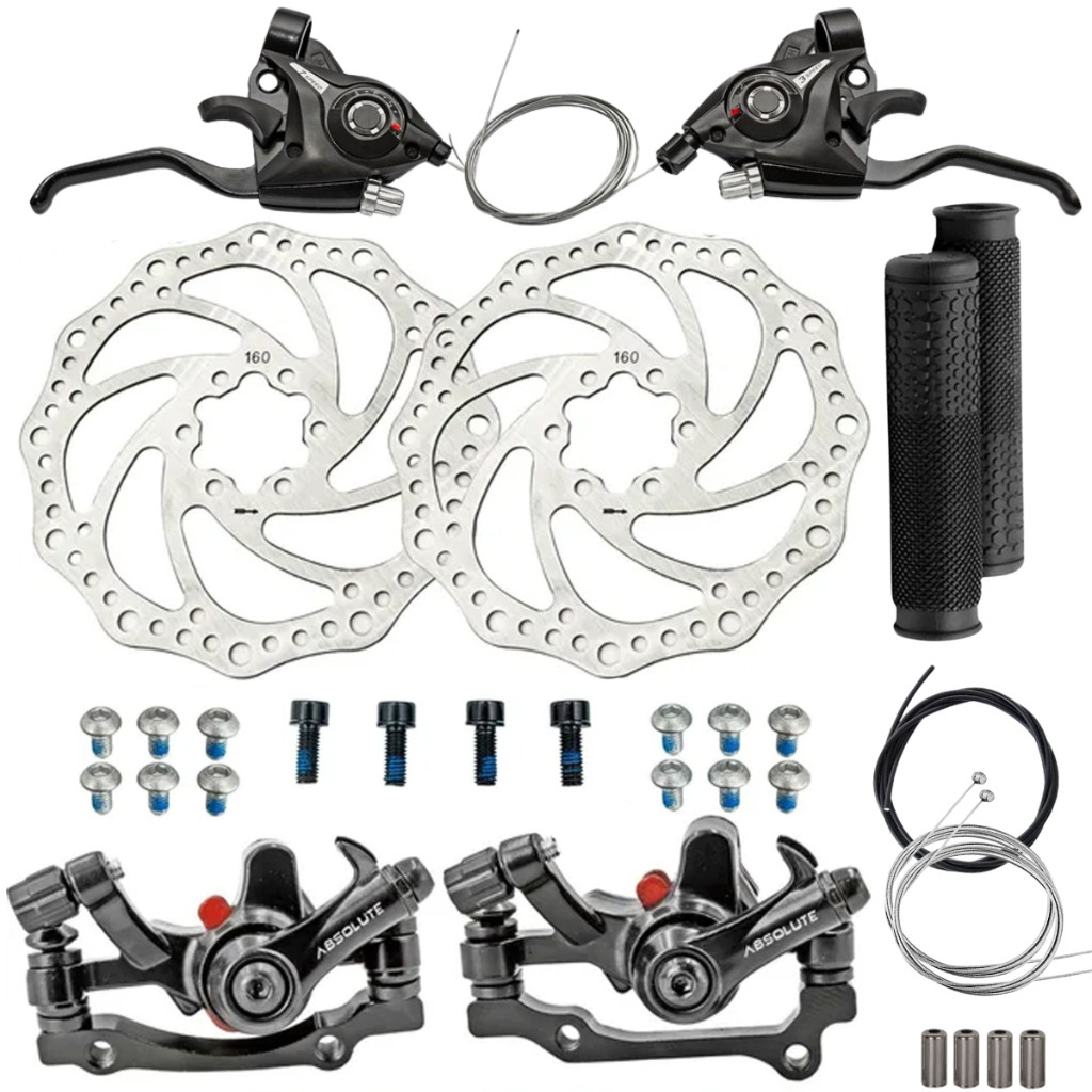 Kit Freio A Disco Bicicletas  + Alavanca Passador Rapid Fire 21v Manete Aluminio em Oferta na Shopee