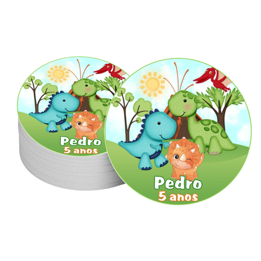 20 Adesivos redondo 5cm Dinossauro Baby Lembrancinha De Aniversário Tag para latinha Dino Rótulo para embalagem