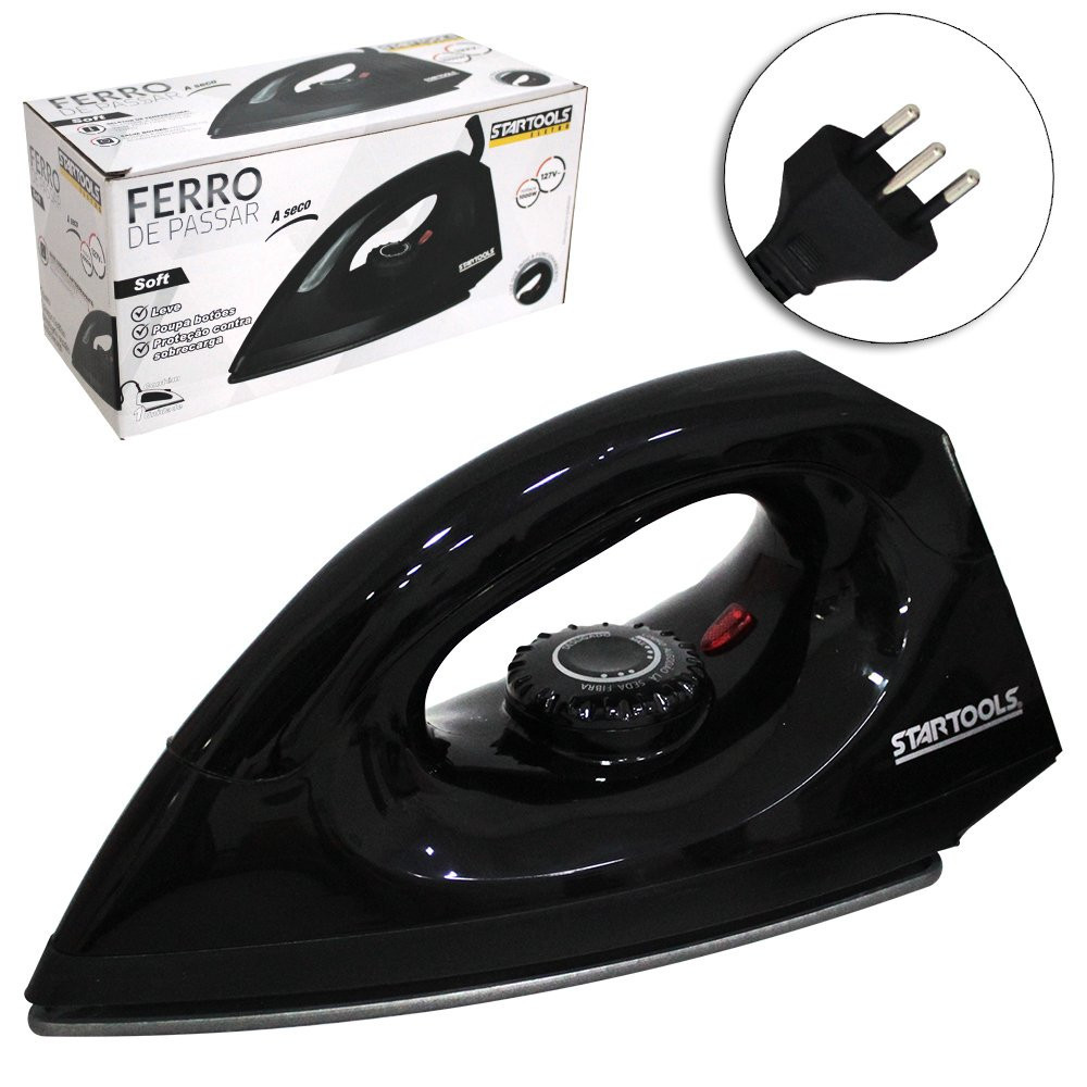 Ferro de Passar A Seco Soft 127V - Preta