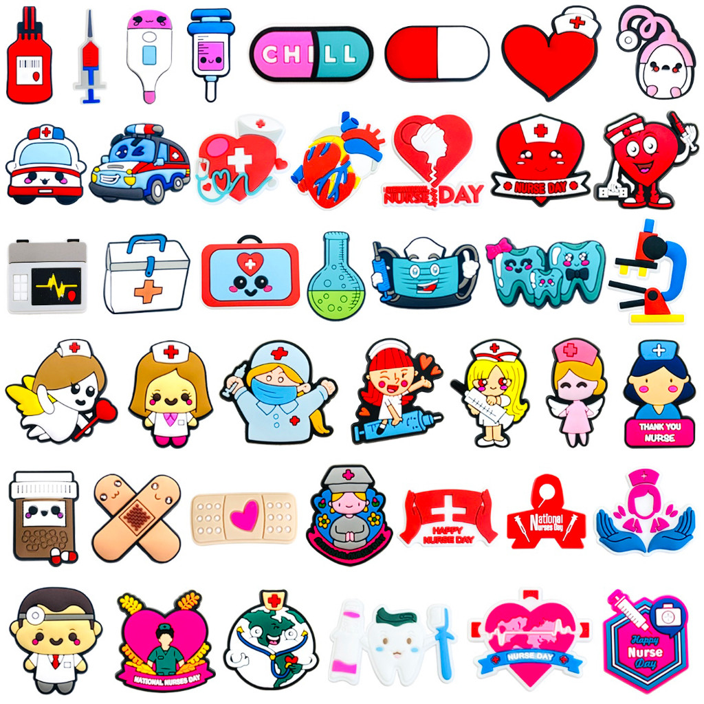 MEIDJ Encantos De Sapato Decorações De Tema Médico Do Dia Enfermeira 42 Acessórios De pvc Estilo Com Botão