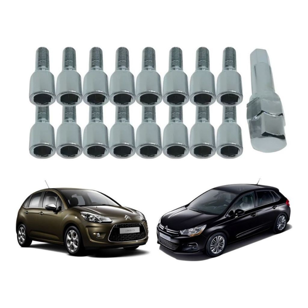 16 Parafuso Roda Liga Leve Multi Allen 12x1,25 Citroen C3 C4 c4 pallas C4 louge Aircros Peugeot 206 207 208 307 partner