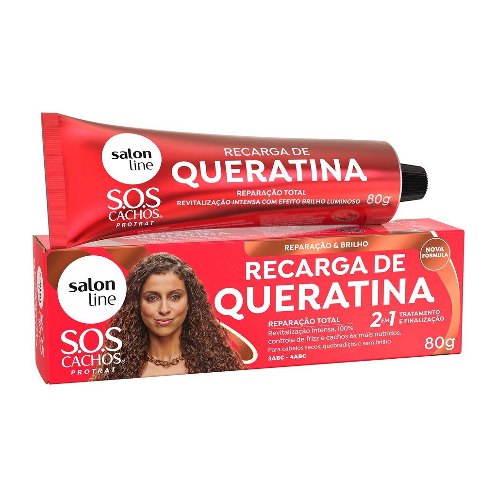 SOS Cachos Recarga de Queratina - Reparação Total 80g - Beauty