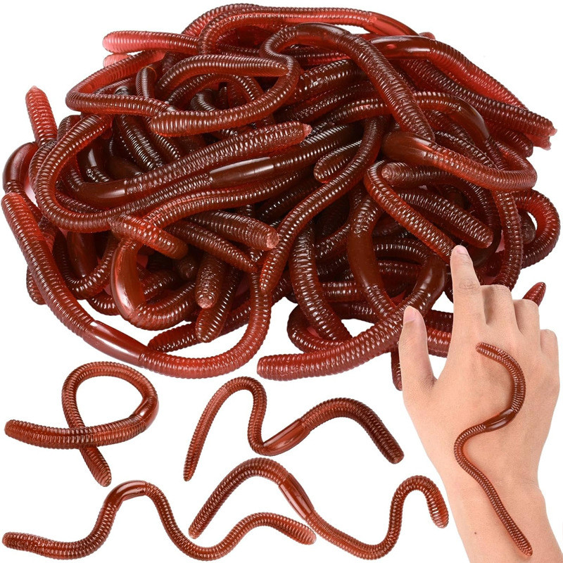 5/10 Pçs Insetos Simulados Minhocas Brinquedo De Borracha Macia Festa De Halloween Adereços Larvas Brincadeira Brinquedo