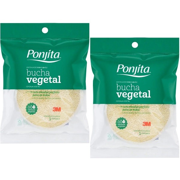 Kit com 2 Bucha Vegetal Esfoliaçao Profunda Ponjita em Oferta na Shopee