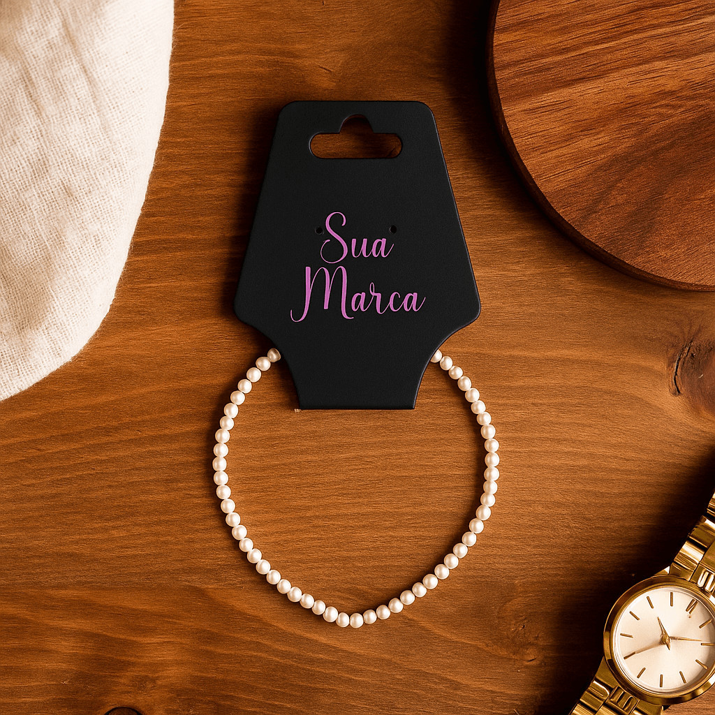 1.000 Tags Personalizadas para Colar e Brincos Modelo Gravatinha 4x10 cm