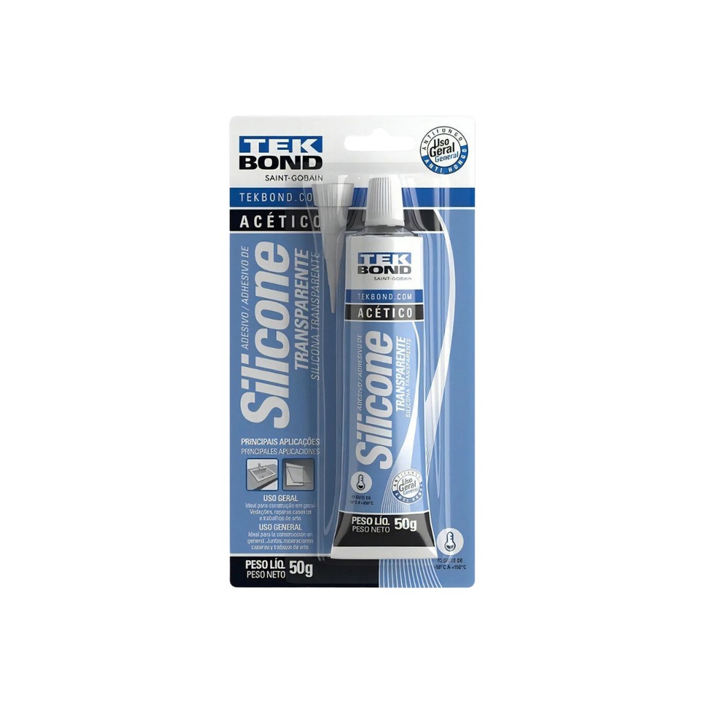 Silicone Acético Incolor 50gr Adesivo Selante P/ Vedação TEKBOND