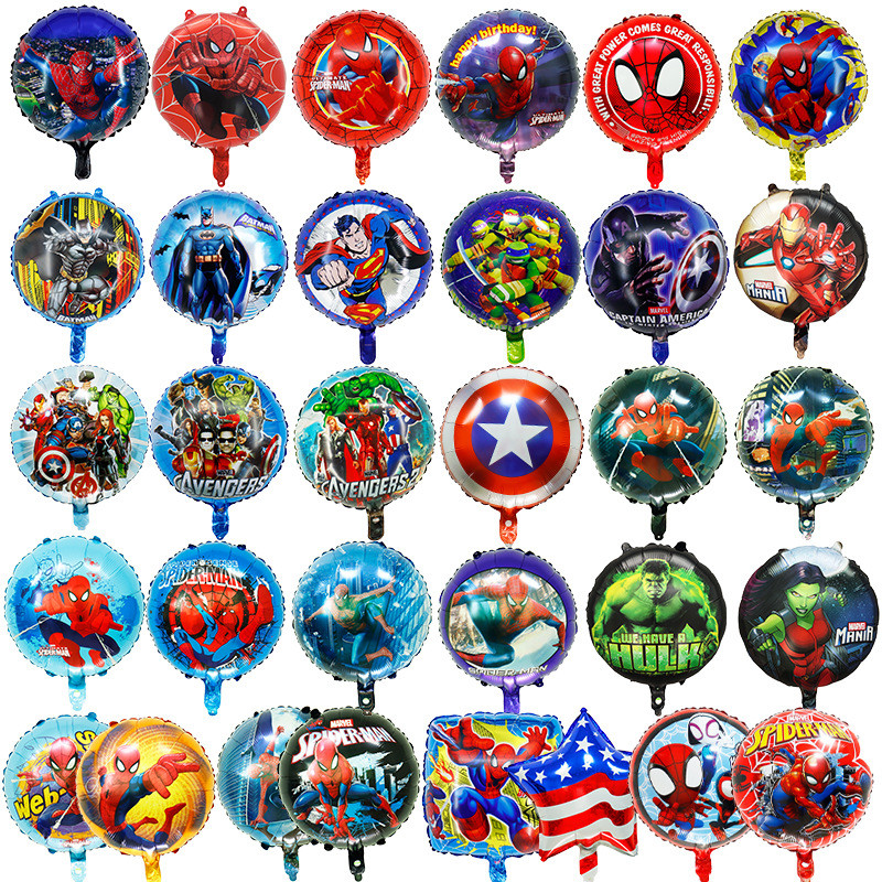 Balão de filme de alumínio do Homem-Aranha de 18 polegadas Superman Homem-Aranha Homem de Ferro Batman Decoração de fest