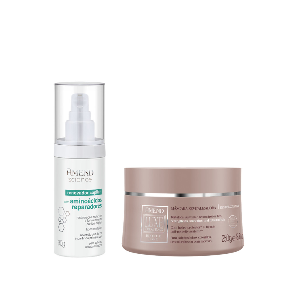Amend Luxe Creations Blonde Care Masc 250ml + Science Bond Repair Renovador Capilar 90ml