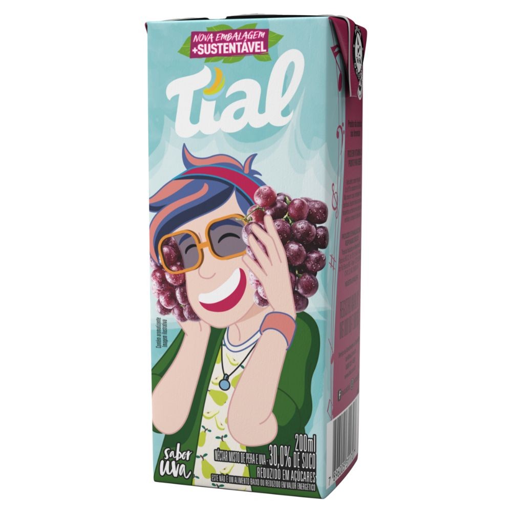Suco Tial Kids Sabor Uva  Néctar Misto de Uva e Pera 200ml - Food & Beverages