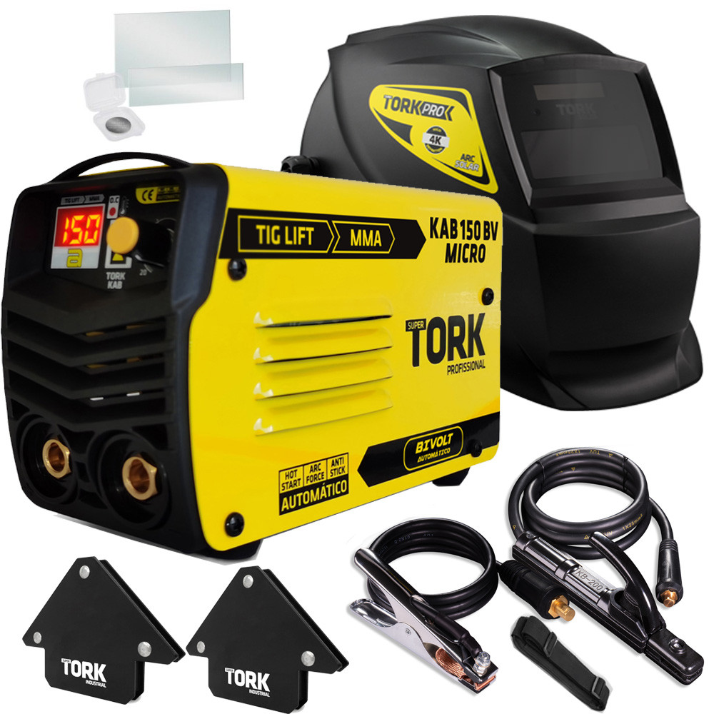 Aprelho Maquina De Solda 150A Bivolt 127v 220v Máscara + Esquadro Tork - Home & Living