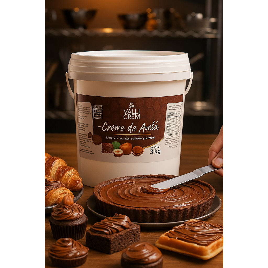 Creme de Avelã 3 Kg – Recheio Gourmet para Bolos, Doces Finos, Confeitaria e Padarias